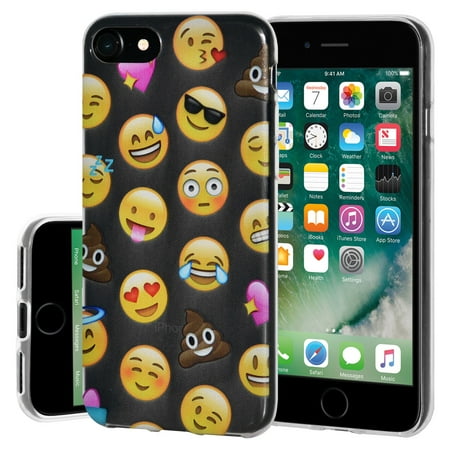 - Soft Gel Crystal Clear Transparent Emoji TPU Skin Case Cover for Apple iPhone 7 - Mixed Emotions with Poop