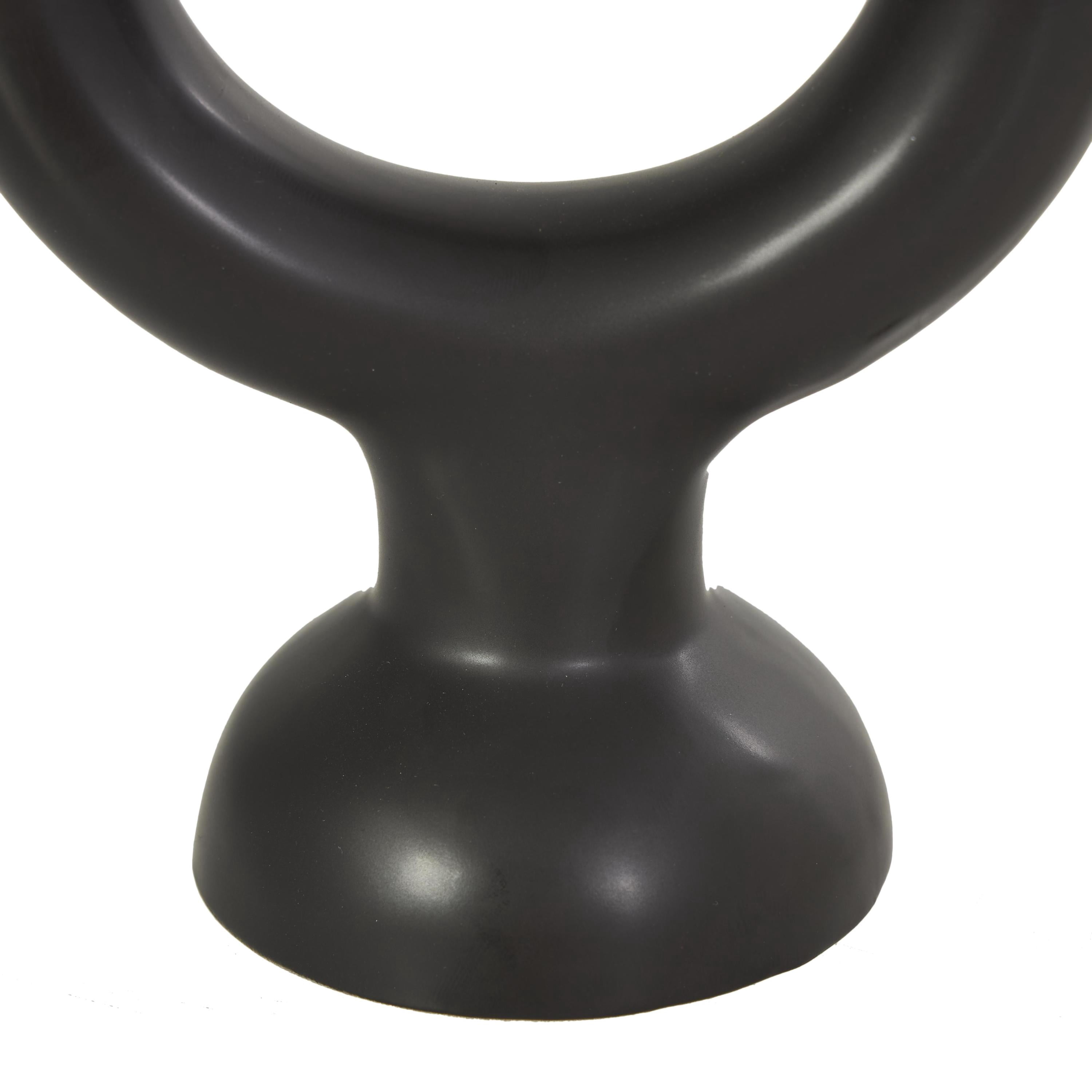 CosmoLiving by Cosmopolitan 2 Candle Black Ceramic Geometric Ring Candle Holder, Set of 2
