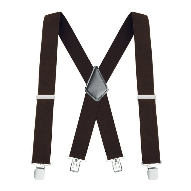 Buyless Fashion Mens Suspenders - 48" Elastic Adjustable Heavy Duty 2" Wide - X Back