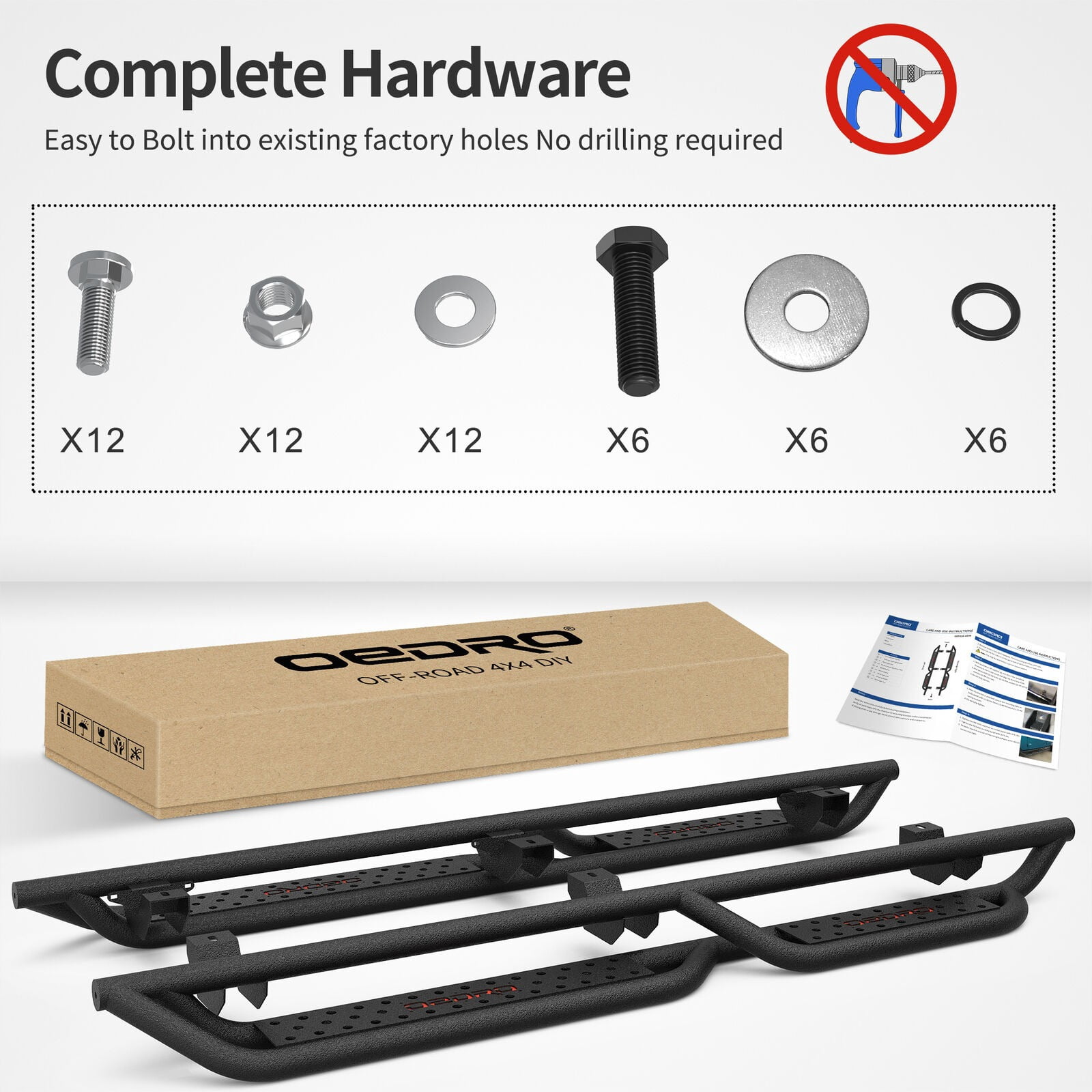RVNI Running Boards for 2018-2023 2024 Jeep Wrangler JL & Unlimited 4 Door Nerf Bars Side Steps