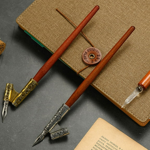 WINOMO 2Pcs Calligraphy Dip Pen Holder Wood Multi-colored Retro Writing Instruments