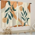 thumbnail image 3 of Mid Century Boho Kitchen Curtains 27.5W X 39L Inch 2 Panels Rod Pocket Geometric Modern Bohemian Arch Leaves Abstract Small Short Cafe Tier Curtain Window Drapes Treatment Home Decoration, 3 of 6