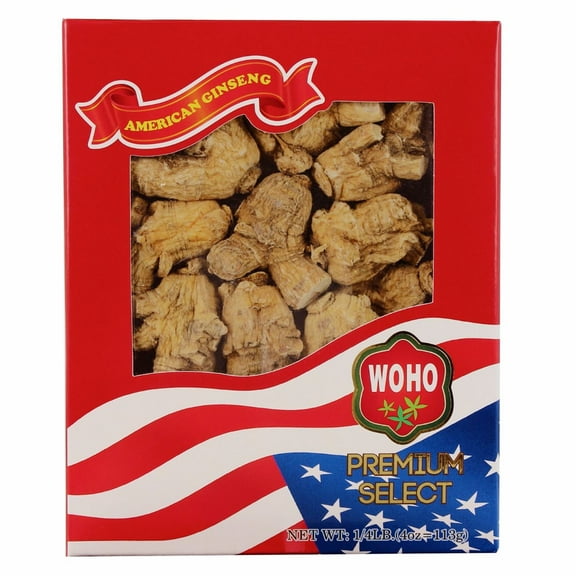 WOHO #110.4 Short Extra Large American Ginseng Roots 4oz Box