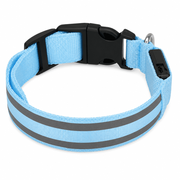 USB Rechargeable LED Dog Collar, Light Up Dog Collar for Night Walking, Adjustable Reflective Pet Collar with Quick Release Buckle for Small Medium Large Dogs, Outdoor Walking Safety Collar