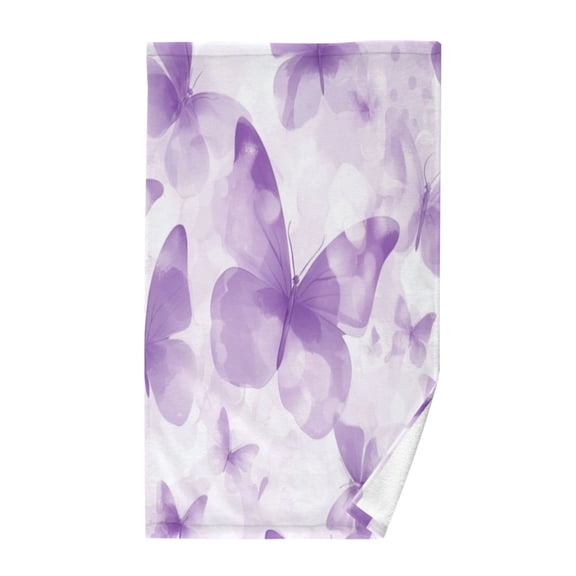 Pure Cotton Face Towel 16x28 Inches Hand Towel Bath Towel Hand Bath Towels Soft Good Water Absorption for Washing Face Wiping Face Pretty Big Purple Butterfly