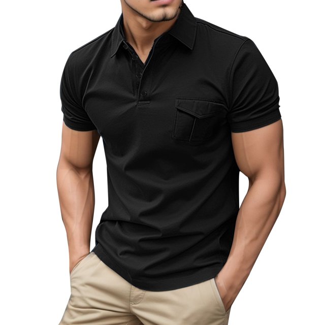 Gibobby Playera Tipo Polo Hombre Playeras Polo para Hombre Casuales Moda Camisas Caballero Camisetas Cuello Mao Manga Corta(Negro,XG)