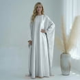 thumbnail image 2 of Dresses for Women Ramadan Satin Prayer Dress Batwing Long Sleeve Middle East Arabian Muslim Abaya Dresses/Grey/M, 2 of 4