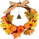 thumbnail image 1 of Pumpkin Wreath Pumpkin Berry Autumn Maple Leaf Door Wall Wreath Ornament Garland Halloween Thanksgiving Day Fall Window Decorations with A Bell, 1 of 5