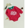 thumbnail image 3 of Franhais Baby Girls Christmas Crewneck Romper Long Sleeve Letter Print Loose Fit Playsuit 3-24 Months, 3 of 7