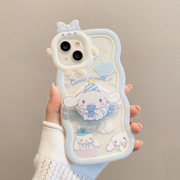 Funda de teléfono de dibujos animados para Iphone, carcasa suave con soporte para lente de monstruo, onda Cinnamoroll para Iphone 11, 12, 13, 14 Pro Max, X, Xs, Xr, 7, 8 Plus Fivean unisex