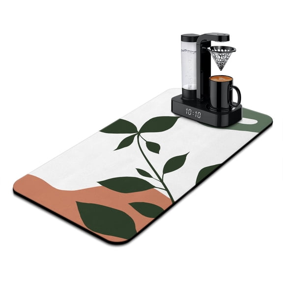 Washable Rubber Boho Style Vintage Floral Dish Drying Mats for Kitchen Counter Home Large Coffee Bar Pad Accessories and Decor for Utensils Stemware 17''x31.5''