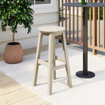 Costaelm Paradise 29" HDPE Round Outdoor Patio Bar Stool, Sand