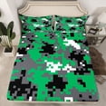 thumbnail image 2 of Feelyou Pixelate Miner Teens Twin Sheet Sets, Retro Green Camouflage Bedding, 3pcs, 2 of 7
