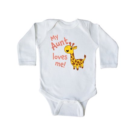 

Inktastic My Aunt Loves me- cute giraffe Gift Baby Boy or Baby Girl Long Sleeve Bodysuit