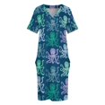 thumbnail image 3 of Vestido de verano para mujer vestido elegante con bolsos fondo azul oscuro un grupo de pulpos oferta, 3 of 6