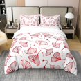 thumbnail image 1 of Erosebridal Housse de Couette en Coton 100 % Motif Feuille et Plante Format Simple, Ensembles de Literie Rouges Format Simple, Déco de Chambre Botanique Dessin Animé, 2 Pcs (Sans Couette), 1 of 8