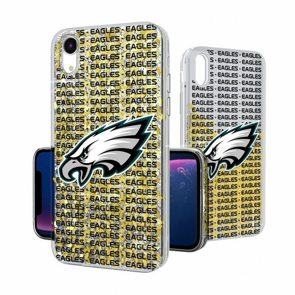 Philadelphia Eagles iPhone Text Backdrop Design Glitter Case