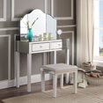 thumbnail image 1 of Inspired Home Ophelia 3-Piece Mirrored Vanity Set with Trifold Mirror, White, 1 of 8