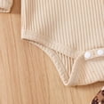 thumbnail image 4 of masbird Newborn Baby Girls Winter Outfits Clothes Sets Long Sleeves Knit Romper Top Flared Pants with Headband 3pcs Sets 0 3 6 12 18 24 Months(Khaki,0-3 M), 4 of 7