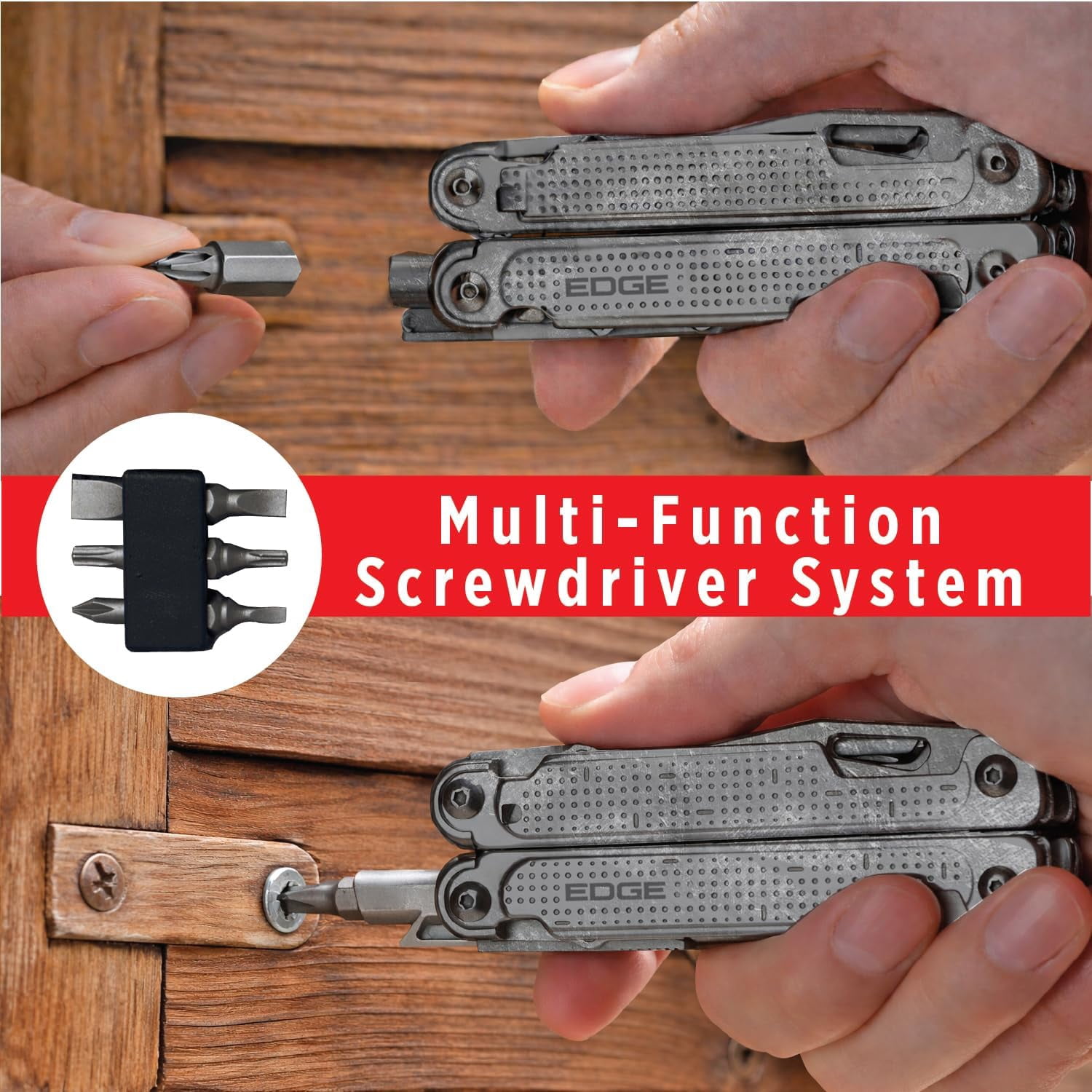 EDGE Multi-Tool Pliers 14-in-1 Stainless Steel Multitool with Knife, Saw, Scissors, Wire Cutter & Screwdriver Bits, Compact Folding Pocket Tool for Camping, Survival - Black