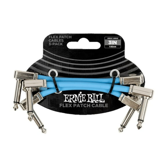 Ernie Ball Flex Patch Cable 3in - Blue - 3 Pack