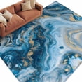 thumbnail image 2 of Area Rug for Living Room, Blue Gold Marble Non-Slip Indoor Large Carpet for Bedroom/Dining Room, Modern Abstract Geometric Gradient Washable Low-Profile Rectangle Floor Runner Rugs - 6 x 9 Ft, 2 of 7