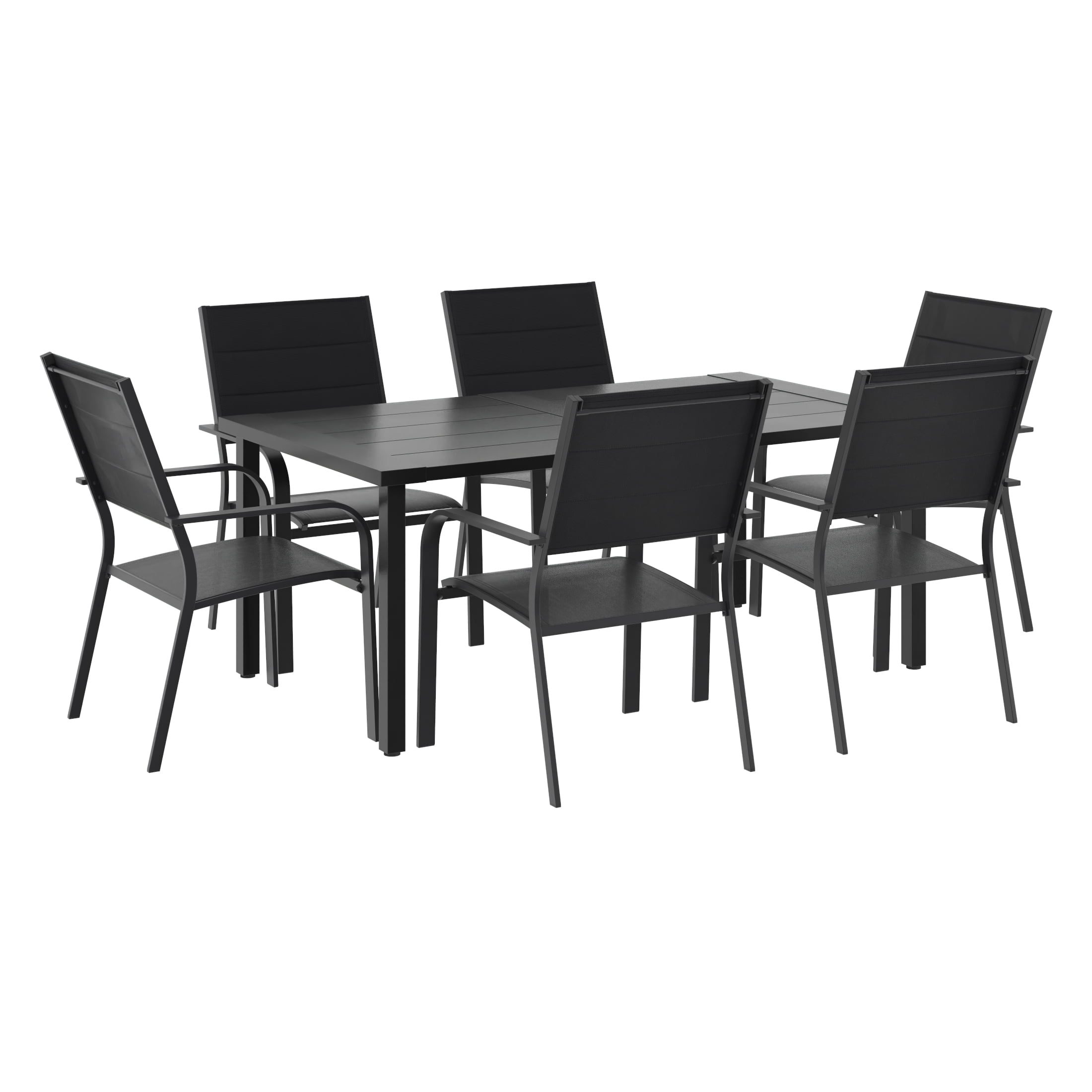 Ensemble table et chaises 7 pièces pour patio Cobble Hill Mainstays - Noir Anti-intempéries, UV et décoloration