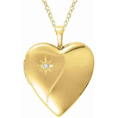 Diamond Accent Yellow Gold-Plated Sterling Silver Heart-Shaped Locket Pendant