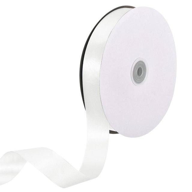 Uxcell Satin Ribbon, Single Face Polyester Satin Ribbon for Gift Wrapping, Crafts Natural White 1 inch