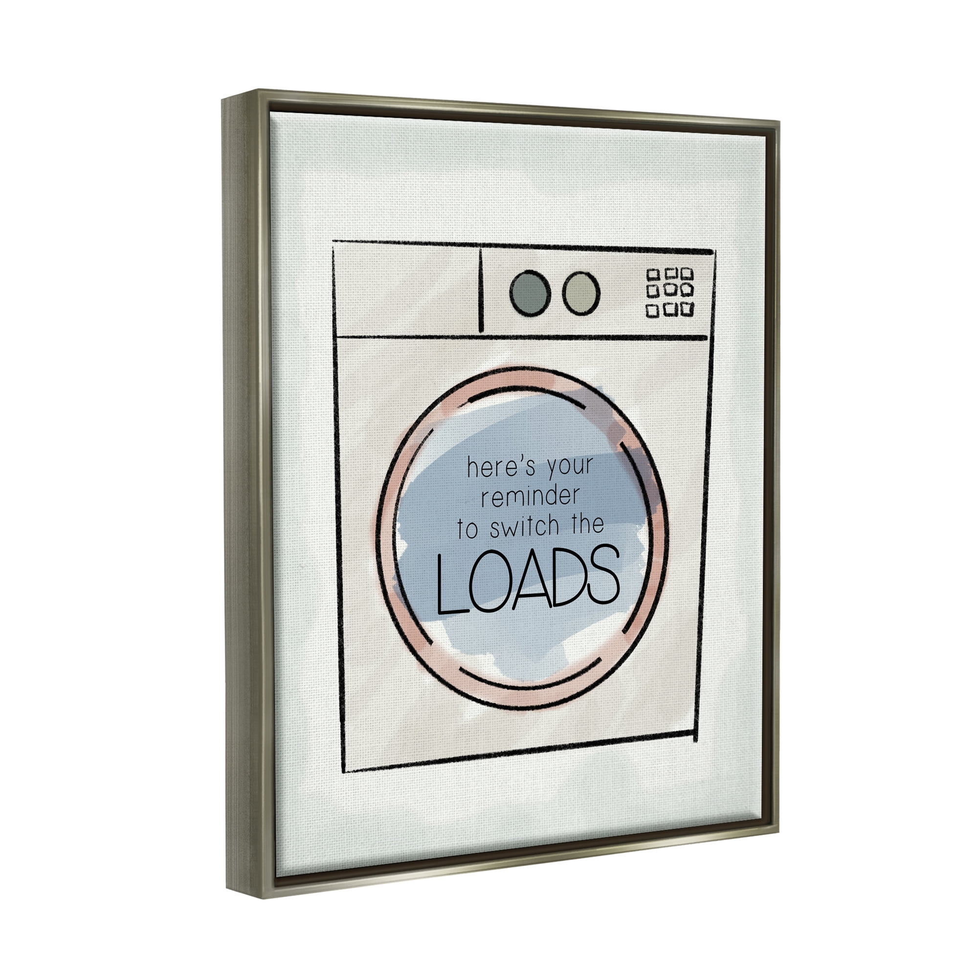 Stupell Industries Switch Laundry Loads Phrase Typography Painting Gray Floater Framed Art Print Wall Art, 17 x 21