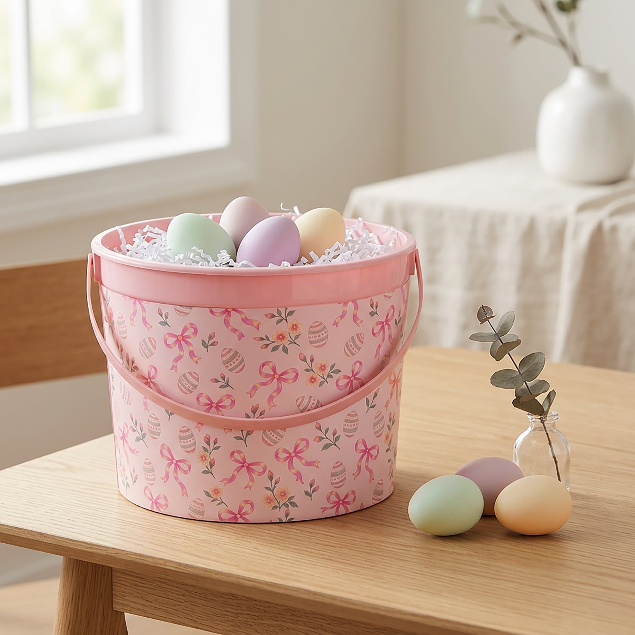 5-Quart Plastic Easter Bucket, Ribbon