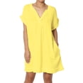 thumbnail image 1 of Robe Mini Babydoll en Gaze de Coton à Manches Courtes Col en V Décontractée pour Femmes, 1 of 7