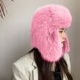 thumbnail image 5 of QLEICOM Winter Hats for Women,Womens Hats,Women Faux Fur Trapper Hat In Luxurious Solid Color with Ear Flaps and Chin Strap for Secure Fits Plush Winter Hat Fashion for Skiing Watermelon Red, 5 of 5