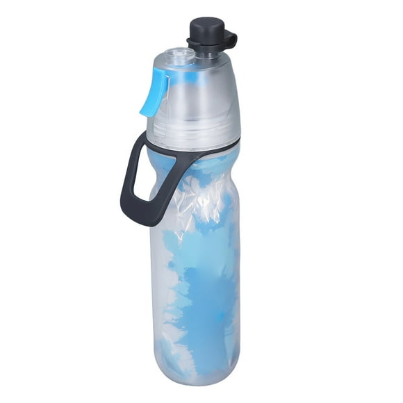 PE Misting Water Bottle, Spray Mist Sports Water Bottle with Double Wall Insulation Carry Loop, Lightweight Reusable Water Bottle for Gym, Travel, Cooling Down
