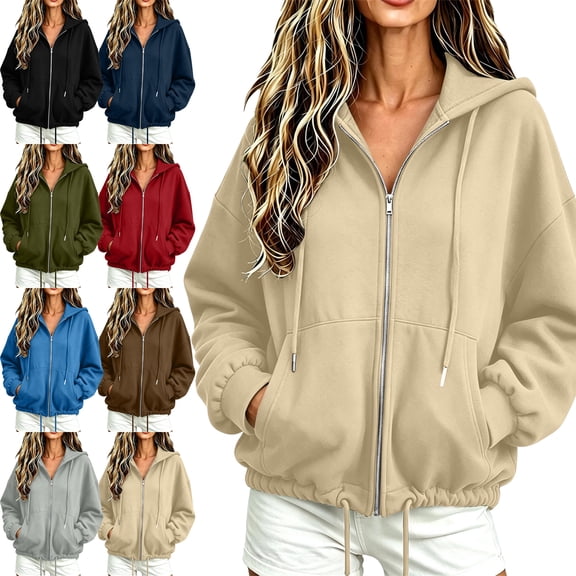 SYwaren Women's Long Sleeve Open Front Hoodie Cardigan with Pockets Solid Color Tops