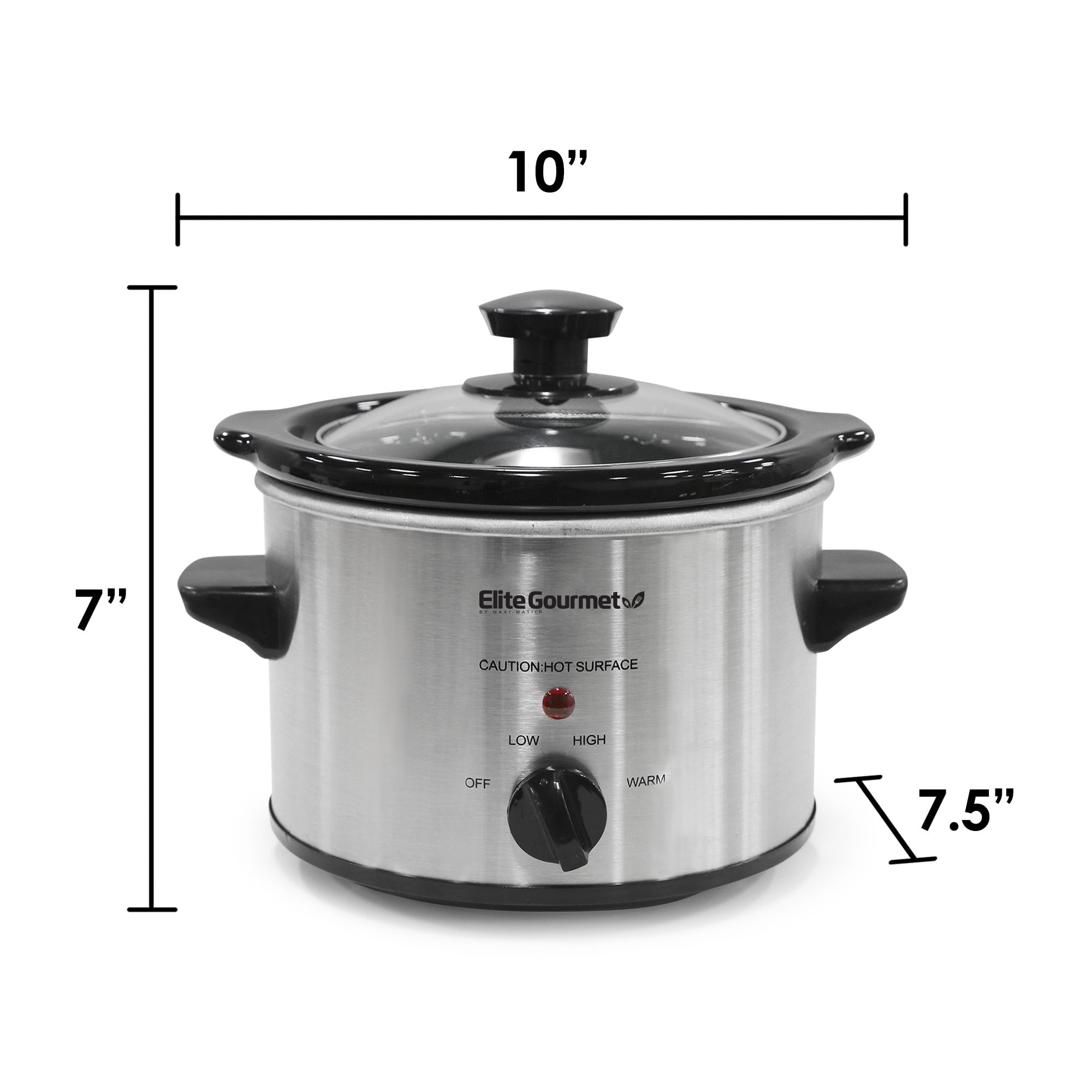  Eternal Living 1.5 Quart Round Slow Cooker (120W) Stoneware Pot,  Stainless Steel: Home & Kitchen