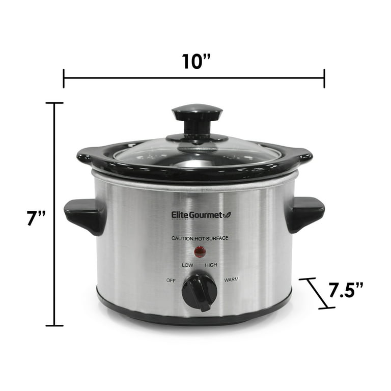 Maxi-Matic Elite Gourmet 1.5 Qt. Mini Slow Cooker in Stainless Steel