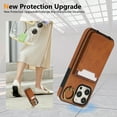 thumbnail image 5 of Wallet Back Case for iPhone 13 Pro with Wrist Strap, Stylish Magnetic Card Holder Finger Ring Kickstand PU Leather Lanyard Shockproof Slim Phone Case Cover for iPhone 13 Pro, Brown, 5 of 9