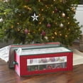 thumbnail image 2 of Household Essentials Ornament Storage Box, 36 Piece with Dividers, Sturdy and Stackable with Handles and Clear Plastic Window, Red Polyester Linen with Green Trim 551RED, 2 of 11