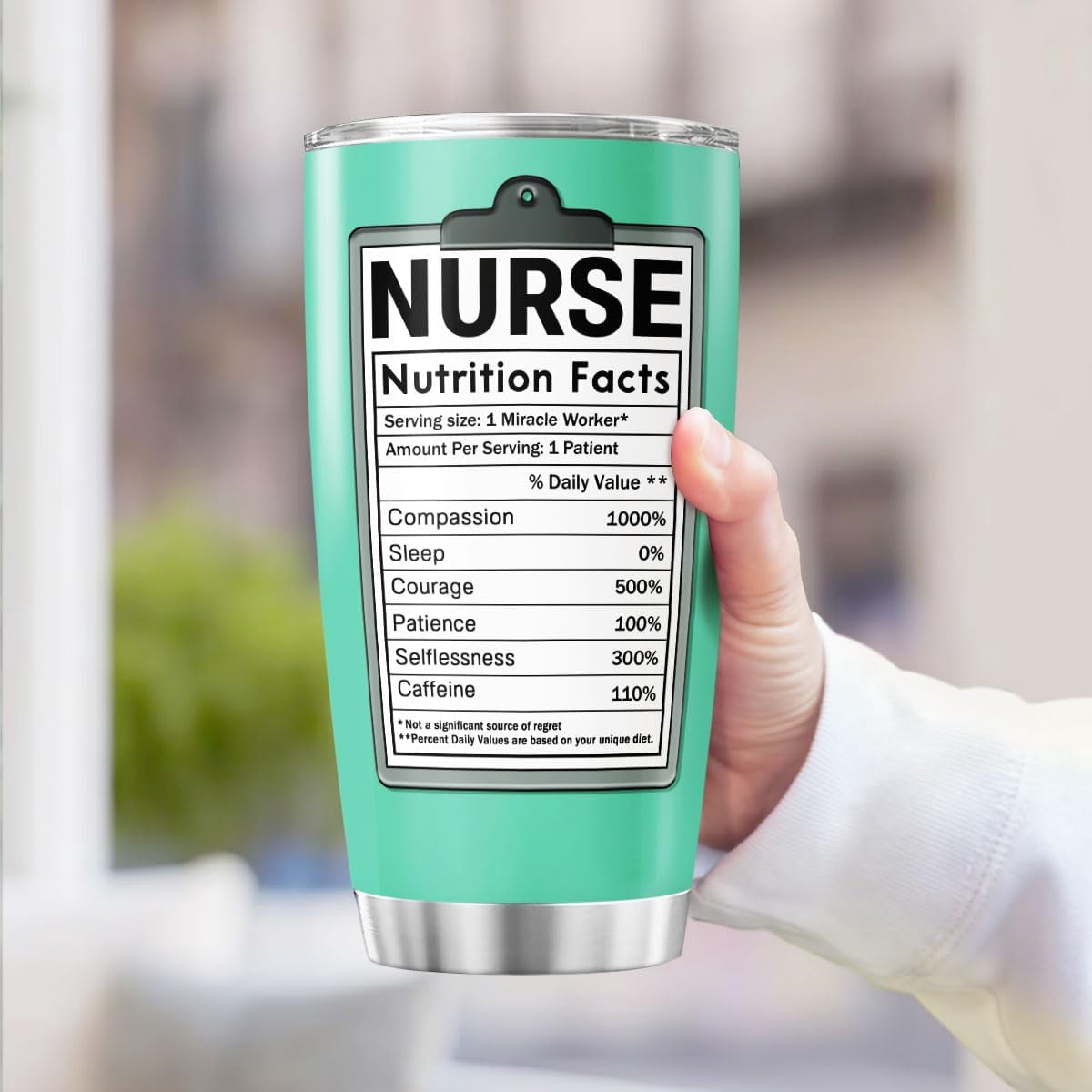 Nurse Nutrition Facts, Tumbler 20 Oz With Lid And Straw, Women Coffee Nurses Week School For Nursing Cups Tumblers, Nurse Gifts