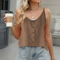 thumbnail image 2 of Yubnlvae Coffee Cotton Linen Camisole Tops for Women Spaghetti Strap Loose Fit Tank Top Summer 2025 Casual Sleeveless Shirts, Xl, 2 of 4