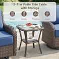 thumbnail image 4 of Unnifurnzi Patio Wicker Side Table-Outdoor PE Rattan End Table with Tempered Glass Top and 2-Tier Storage Shelf Square Side Table for Deck Porch Balcony Garden-Brown, 4 of 7