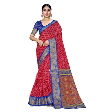 Sarees for Women Cotton Art Silk Woven Saree | Ethnic Traditional Indian Wedding Gift Sari with Unstitched Blouse
