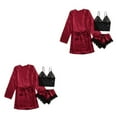 thumbnail image 3 of tssuouriy Pyjama Respirant et Confortable pour Femmes Ensemble de Pyjama Style Pyjama pour Femmes Bordeaux L 2Ensemble, 3 of 6