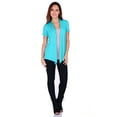 thumbnail image 4 of Simply Ravishing Women's Basic Short Sleeve Hip Length Open Drape Cardigan, Medium, Mint, 4 of 4