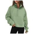 thumbnail image 1 of SNKSDGM Chandail en Molleton à Col Rond pour Femmes Vêtements Graphiques Tendance pour Enseignants Mode Décontractée Demi-Fermeture Éclair Col Montant Plus Couleur Unie Chandail à Capuchon m, 1 of 3