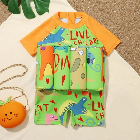 HUPOM Toddler Summer Swimwear Clearance Flash Deals Printed Shorts One-Piece Orange Swimsuit Size 6-12 Months