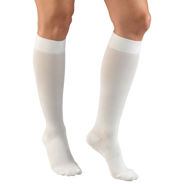 Women's Trouser Socks, Dress Style, Diamond Pattern 1520 mmHg, White