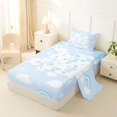thumbnail image 2 of Feelyou Cute Rainbow Love Heart Twin Sheet Sets for Boys Girls, Lovely Star Moon Bedding, Blue, 3pcs, 2 of 5
