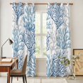 thumbnail image 4 of Navy Blue Coral Coastal Kitchen Curtains 96 Inch Length, Summer Beach Seaside Nautical Grommet Top Bedroom Living Room Curtains, Light Filtering Cafe Curtain Drapes 2 Panels Set 104''x96'', 4 of 9